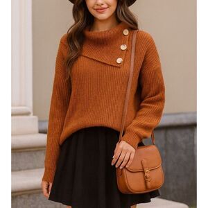 ARIANNA Womens Brown Chunky Long Sleeve Knit Pullover Sweater sz XL Cozy Laggen